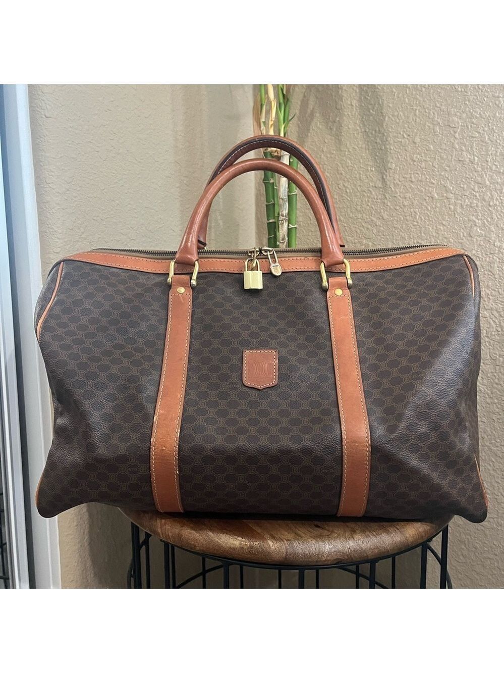 CELINE BROWN MACADAM DUFFLE BAG - Picture 2 of 16
